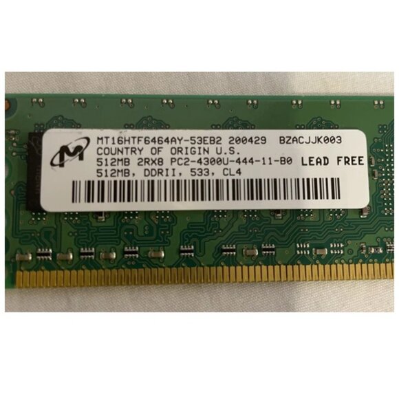Micron 512MB 2RX8 PC2-4300U-444-11-B0 512MB DDRII 533 CL4 - Picture 2 of 6